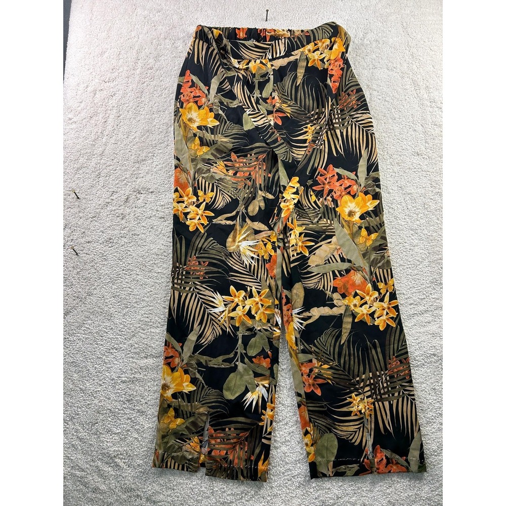 Worthington Pants Womens Small Floral Tropical Wide‎ Leg Pull On Lightweight